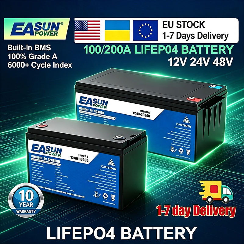 Grid Tie Inverter Limiter 2000W - EASUN POWER LiFePO4 Battery 100Ah 200Ah