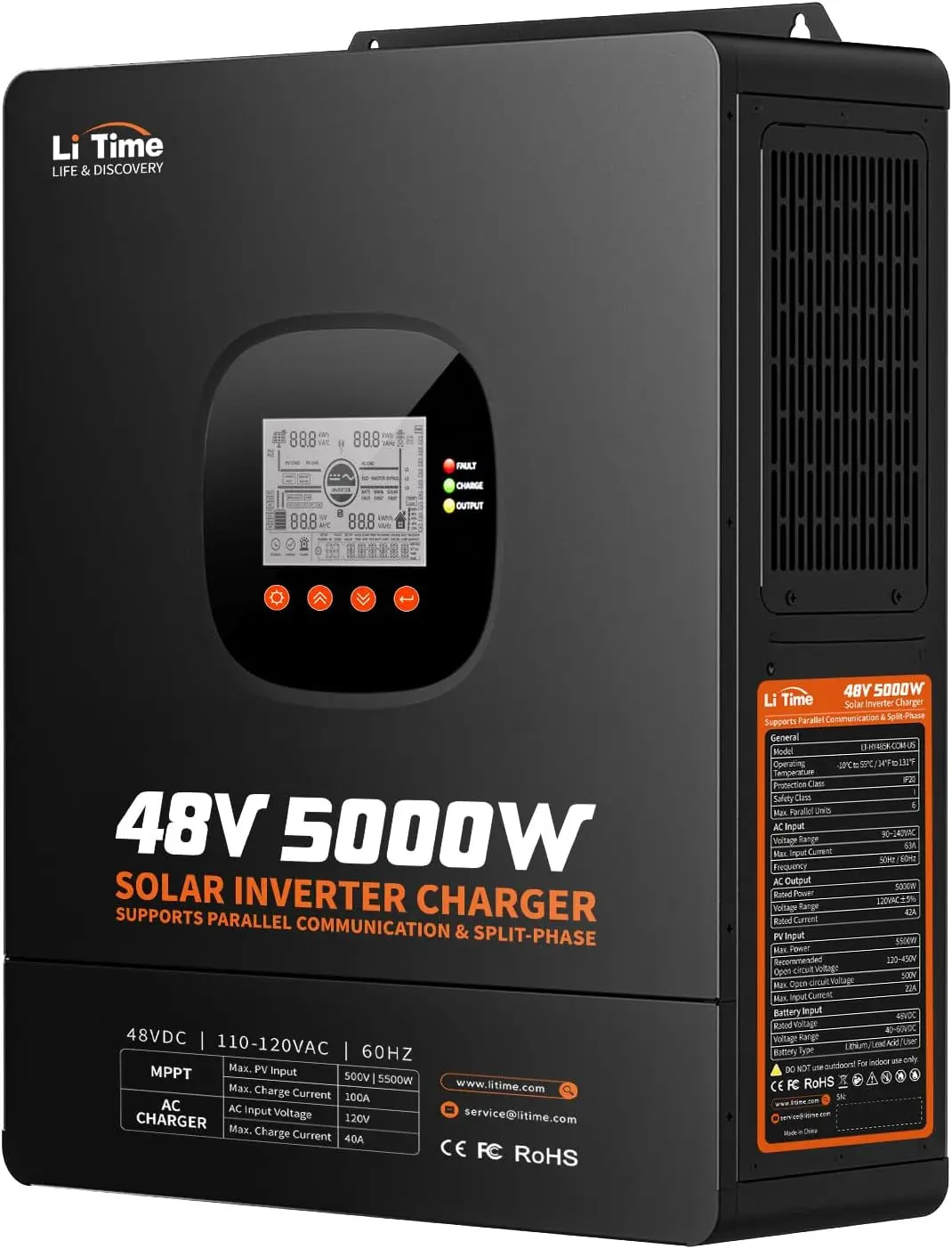 LiTime 5000W Solar Hybrid Inve - Parallel Solar Inverter 48V 5000W Mppt recension och pris